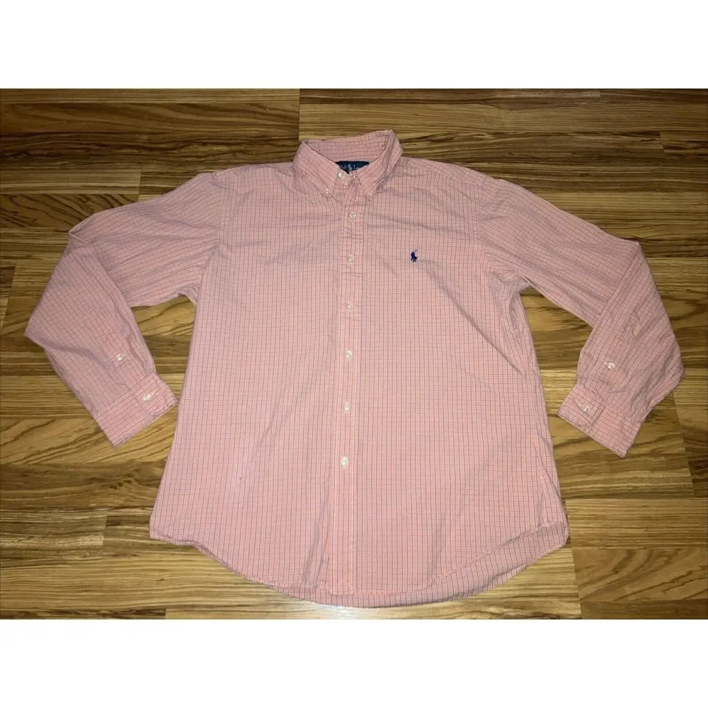 Ralph Lauren custom fit, Shirt Mens Size‎ Large Peach Long Sleeve